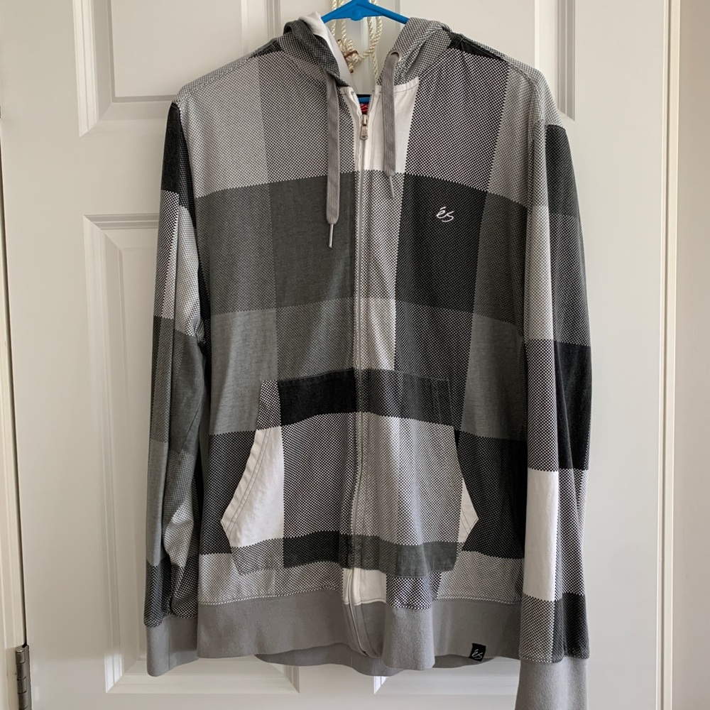 ES flannel hoodie skater jacket size large